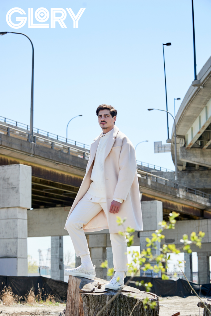 Paul Poirier in white by overpass
